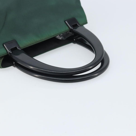 PRADA Hand Bag Nylon Green Silver Auth 172255