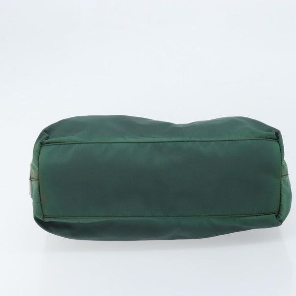 PRADA Hand Bag Nylon Green Silver Auth 172255