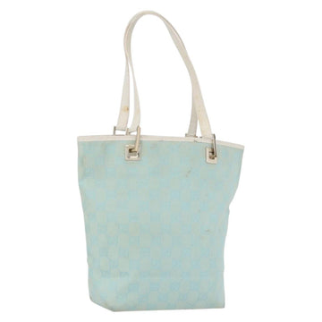 GUCCI GG Canvas Tote Bag Gold Light Blue 002 1099 Auth 172258