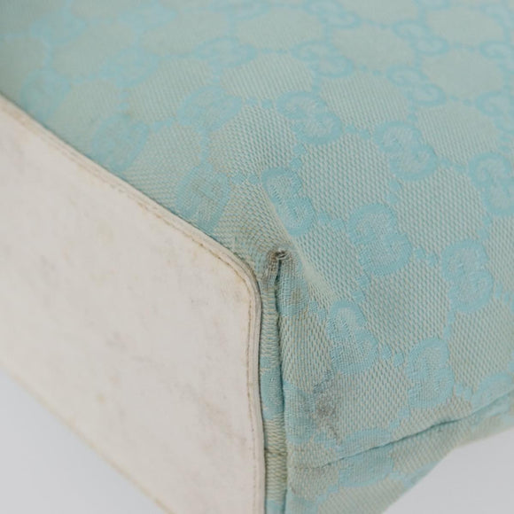GUCCI GG Canvas Tote Bag Gold Light Blue 002 1099 Auth 172258