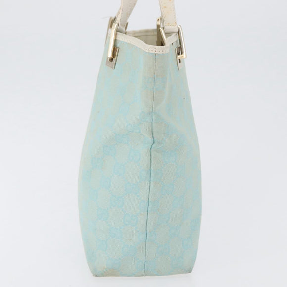 GUCCI GG Canvas Tote Bag Gold Light Blue 002 1099 Auth 172258