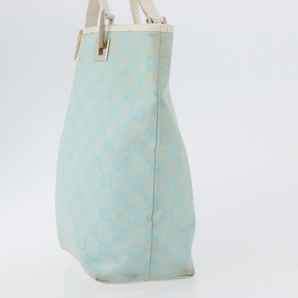 GUCCI GG Canvas Tote Bag Gold Light Blue 002 1099 Auth 172258