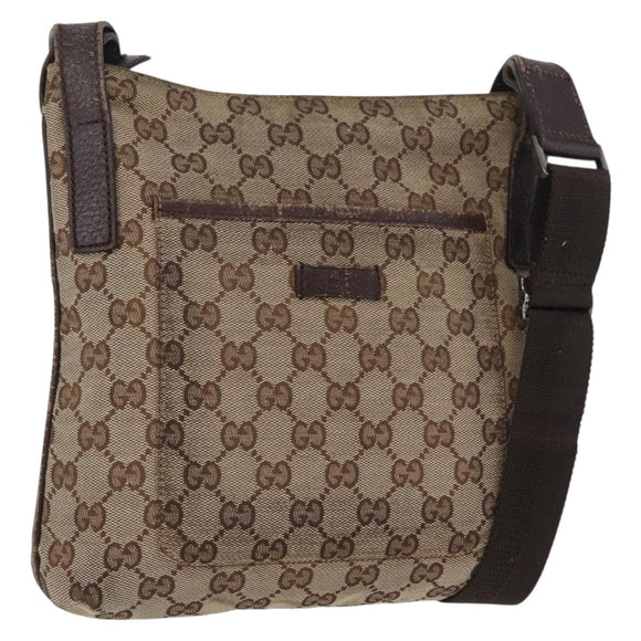 GUCCI GG Canvas Shoulder Bag Beige Silver 122793 Auth 172259