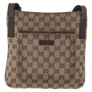 GUCCI GG Canvas Shoulder Bag Beige Silver 122793 Auth 172259-2