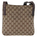GUCCI GG Canvas Shoulder Bag Beige Silver 122793 Auth 172259-3