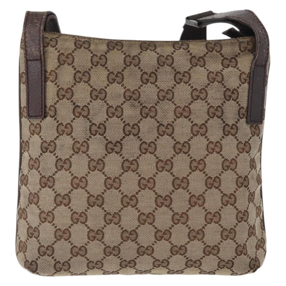 GUCCI GG Canvas Shoulder Bag Beige Silver 122793 Auth 172259