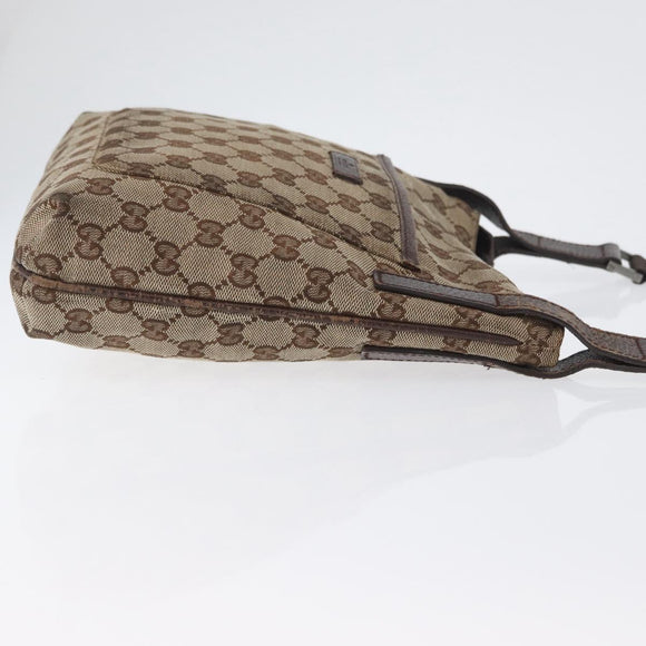 GUCCI GG Canvas Shoulder Bag Beige Silver 122793 Auth 172259