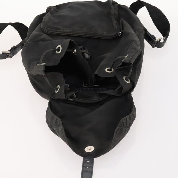 PRADA Backpack Nylon Black Silver Auth 172260
