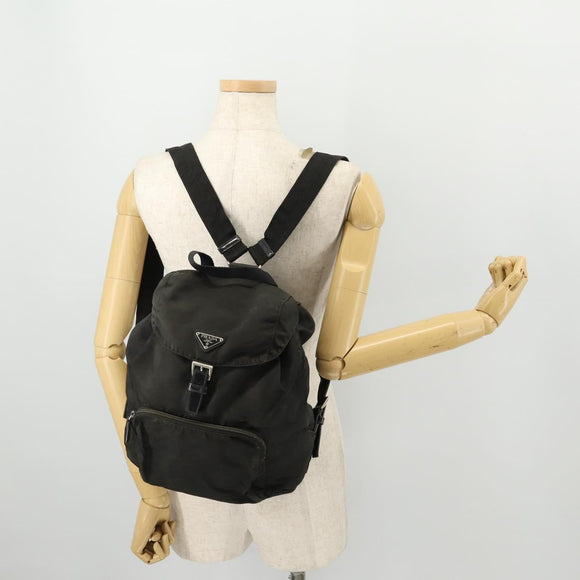 PRADA Backpack Nylon Black Silver Auth 172260