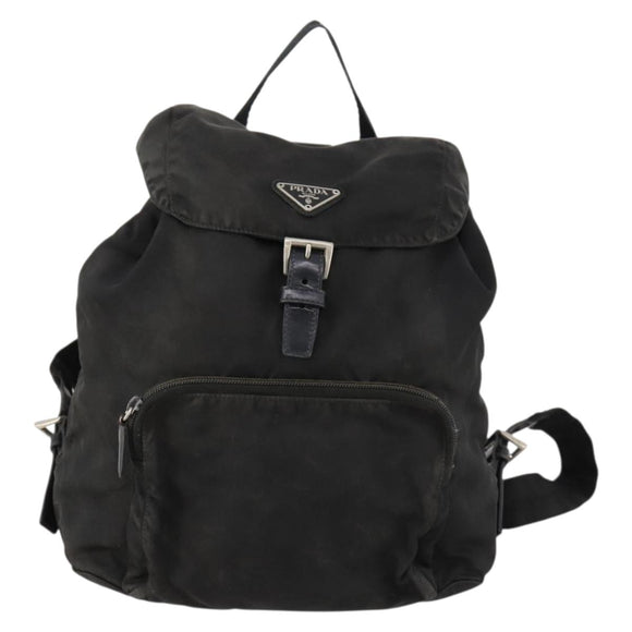 PRADA Backpack Nylon Black Silver Auth 172260