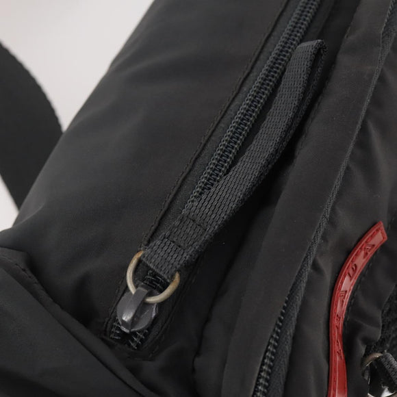 PRADA Sports Body Bag Nylon Schwarz Silber Auth 172262