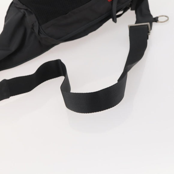 PRADA Sports Body Bag Nylon Schwarz Silber Auth 172262