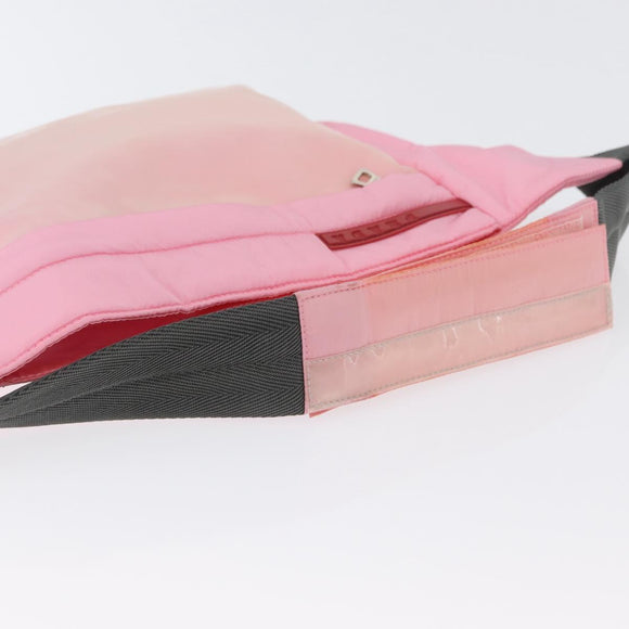 PRADA Sports Body Bag Nylon Pink Silver Auth 172263