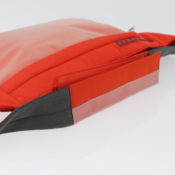 PRADA Sports Body Bag Nylon Orange Silver Auth 172265
