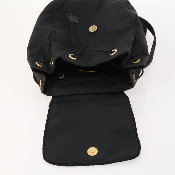 PRADA Backpack Nylon Black Gold Auth 172266
