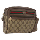 GUCCI GG Supreme Web Sherry Line Shoulder Bag PVC Beige Gold Auth 172270-1