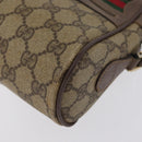 GUCCI GG Supreme Web Sherry Line Shoulder Bag PVC Beige Gold Auth 172270-12