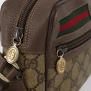 GUCCI GG Supreme Web Sherry Line Shoulder Bag PVC Beige Gold Auth 172270-15