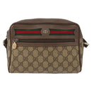 GUCCI GG Supreme Web Sherry Line Shoulder Bag PVC Beige Gold Auth 172270-2