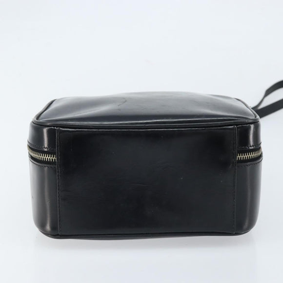 GUCCI Bamboo Hand Bag Patent leather 2way Black Silver Auth 172271