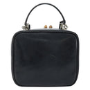 GUCCI Bamboo Hand Bag Patent leather 2way Black Silver Auth 172271-2