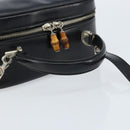GUCCI Bamboo Hand Bag Patent leather 2way Black Silver Auth 172271-7