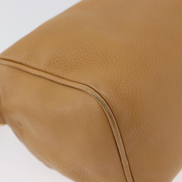 PRADA Shoulder Bag Leather Brown Gold Auth 172272