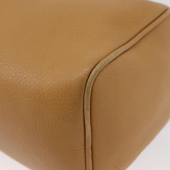 PRADA Shoulder Bag Leather Brown Gold Auth 172272