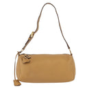 PRADA Shoulder Bag Leather Brown Gold Auth 172272-13