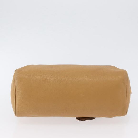 PRADA Shoulder Bag Leather Brown Gold Auth 172272