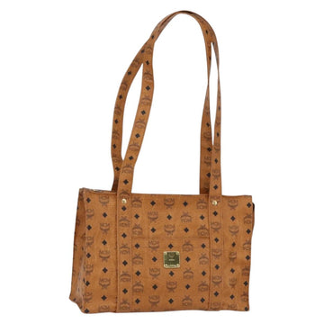 MCM Logogram Vicetos Tote Bag PVC Brown Gold Auth 172274