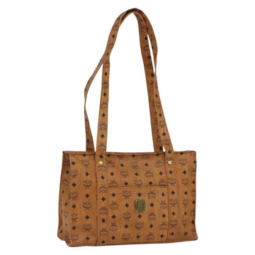 MCM Logogram Vicetos Tote Bag PVC Brown Gold Auth 172275