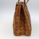 MCM Logogram Vicetos Tote Bag PVC Brown Gold Auth 172275-5
