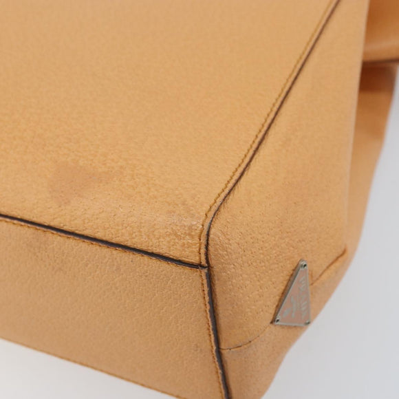 PRADA Hand Bag Leather Brown Silver Auth 172276