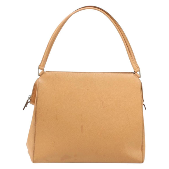 PRADA Hand Bag Leather Brown Silver Auth 172276