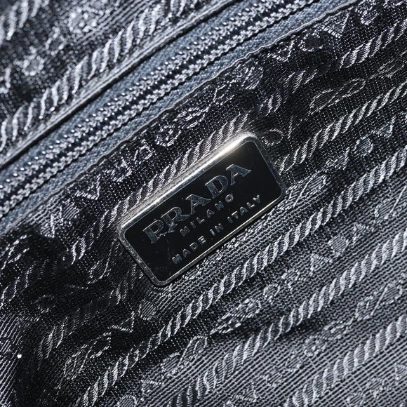 PRADA Hand Bag Nylon Black Silver Auth 172278A