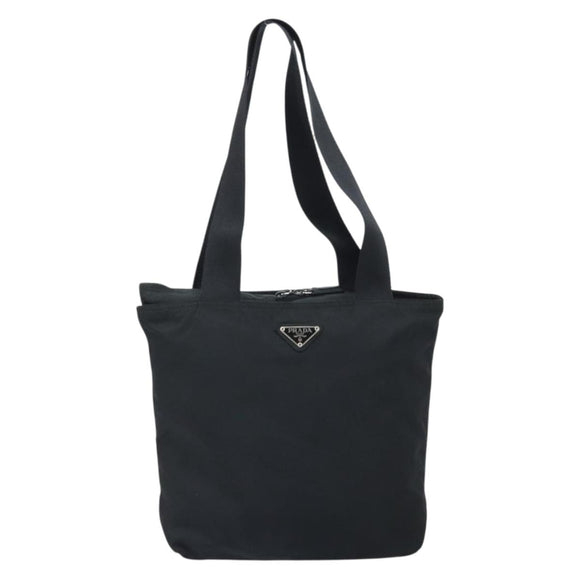 PRADA Hand Bag Nylon Black Silver Auth 172278A