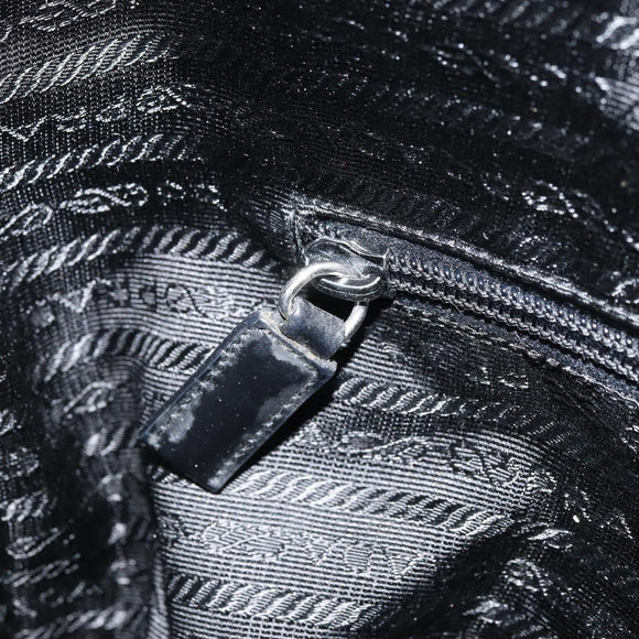 PRADA Hand Bag Nylon Black Silver Auth 172278A