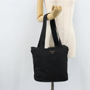 PRADA Hand Bag Nylon Black Silver Auth 172278A-23