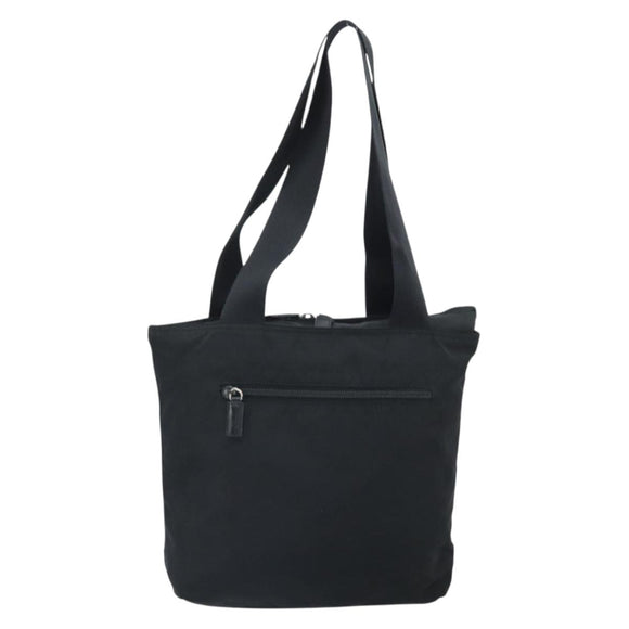 PRADA Hand Bag Nylon Black Silver Auth 172278A