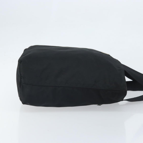 PRADA Hand Bag Nylon Black Silver Auth 172278A