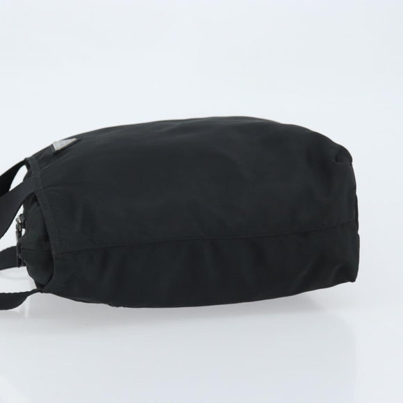 PRADA Hand Bag Nylon Black Silver Auth 172278A