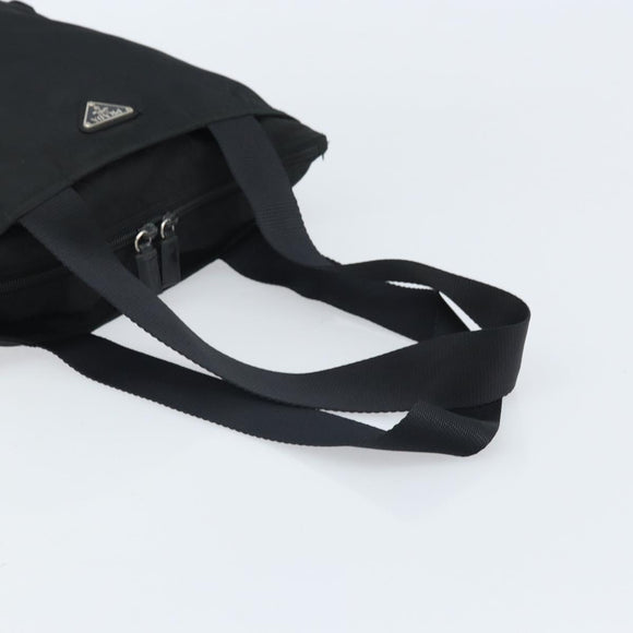 PRADA Hand Bag Nylon Black Silver Auth 172278A