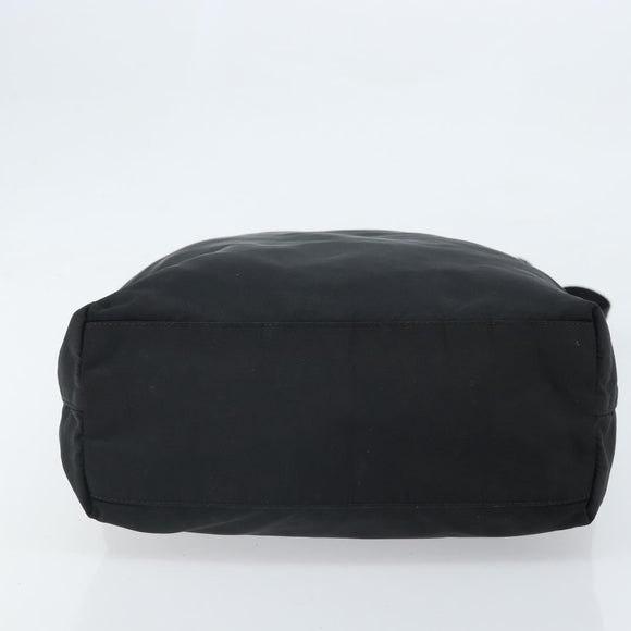 PRADA Hand Bag Nylon Black Silver Auth 172278A