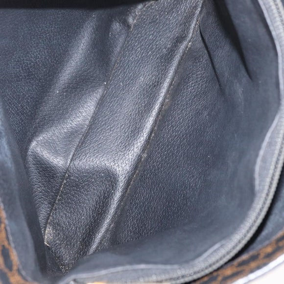 CELINE Macadam Canvas Tote Bag PVC Leather Black Gold Auth 172280