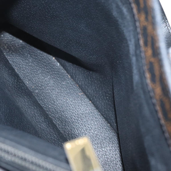 CELINE Macadam Canvas Tote Bag PVC Leather Black Gold Auth 172280