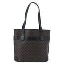 CELINE Macadam Canvas Tote Bag PVC Leather Black Gold Auth 172280-2