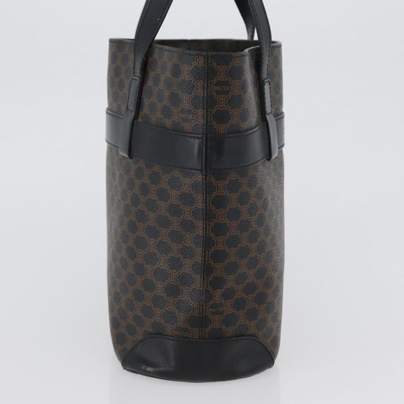 CELINE Macadam Canvas Tote Bag PVC Leather Black Gold Auth 172280