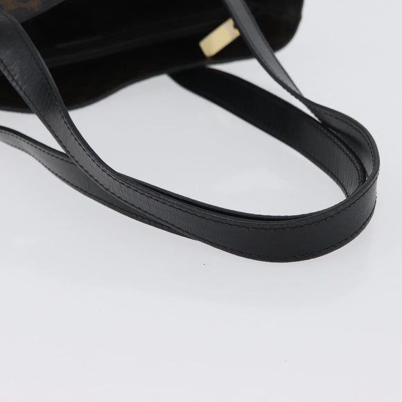 CELINE Macadam Canvas Tote Bag PVC Leather Black Gold Auth 172280