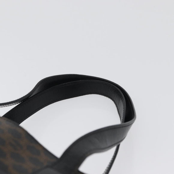 CELINE Macadam Canvas Tote Bag PVC Leather Black Gold Auth 172280